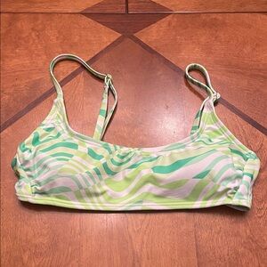 Green and White Women's Swim Top